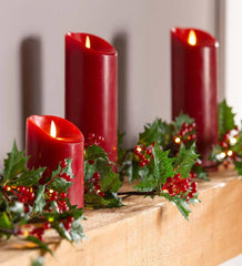 Plow & Hearth Fireplace & Mantel Décor | Fireplace & Hearth Indoor/Outdoor Holly And Berry Lighted Holiday Garland