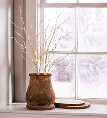 Plow & Hearth Fireplace & Mantel Décor | Fireplace & Hearth Indoor/Outdoor Lighted Birch Branches, Set Of 2 - Brown