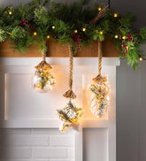 Plow & Hearth Fireplace & Mantel Décor | Fireplace & Hearth Indoor/Outdoor Oversized Lighted Glass Ornament With Greenery - Ball