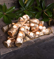 Plow & Hearth Fireplace & Mantel Décor | Fireplace & Hearth Large Log Fireplace Candle Holder - Oak