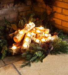 Plow & Hearth Fireplace & Mantel Décor | Fireplace & Hearth Large Log Fireplace Candle Holder - Oak