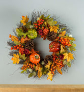 Plow & Hearth Fireplace & Mantel Décor | Fireplace & Hearth Pumpkins And Pine Cones Fall Wreath