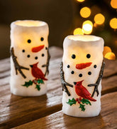 Plow & Hearth Fireplace & Mantel Décor | Fireplace & Hearth Snowman And Cardinal Led Wax Pillar Christmas Candle