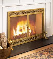 Plow & Hearth Fireplace Screens With Doors | Fireplace & Hearth Cast Iron Scrollwork Fire Screen With Doors