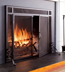 Plow & Hearth Fireplace Screens With Doors | Fireplace & Hearth Flat Guard Fire Screens With Doors In Solid Steel