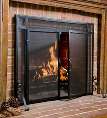 Plow & Hearth Fireplace Screens With Doors | Fireplace & Hearth Flat Guard Fire Screens With Doors In Solid Steel