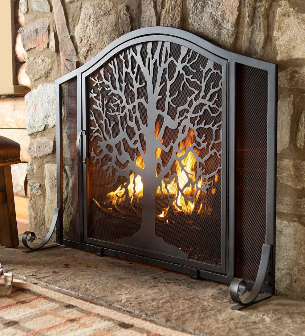 Plow & Hearth Fireplace Screens With Doors | Fireplace & Hearth Tree Of Life Fire Screen With Door