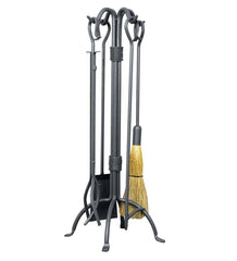 Plow & Hearth Fireplace Tool Sets | Fireplace & Hearth 5-Piece Thick Fireplace Rods Wrought Iron Tool Set - Old World