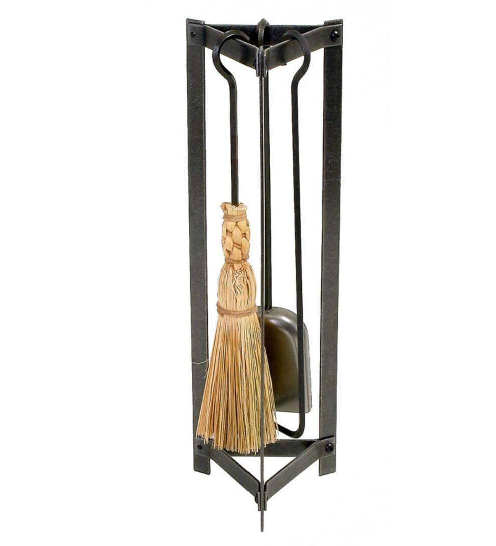 Plow & Hearth Fireplace Tool Sets | Fireplace & Hearth American-Made Hammered-Steel Triangle Fireplace Tool Set