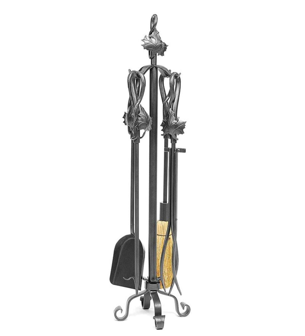Plow & Hearth Fireplace Tool Sets | Fireplace & Hearth Maple Leaf 5-Piece Fireplace Tool Set - Graphite