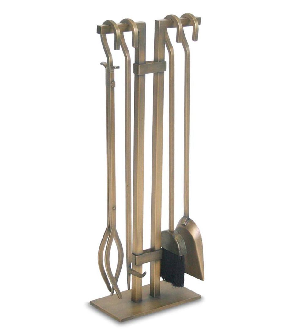 Plow & Hearth Fireplace Tool Sets | Fireplace & Hearth Sinclair Brushed Brass Fireplace Tool Set - Brass