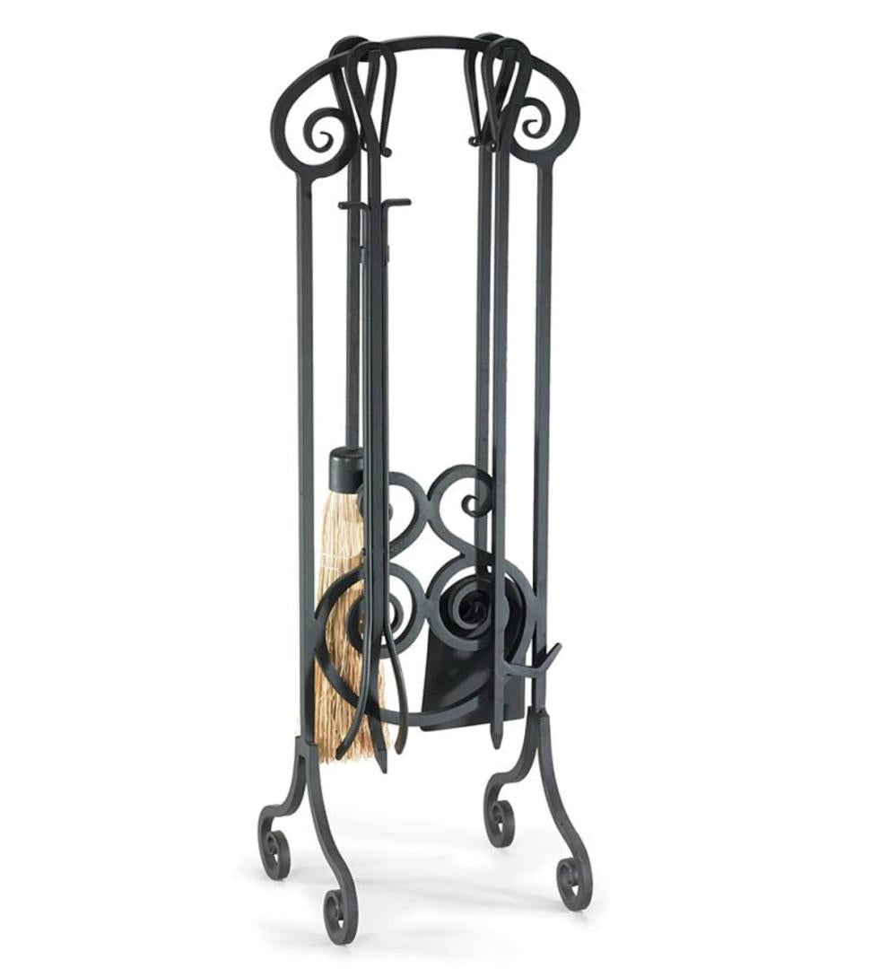 Plow & Hearth Fireplace Tool Sets | Fireplace & Hearth Steel Antique Scroll Fireplace Tool Set - Black
