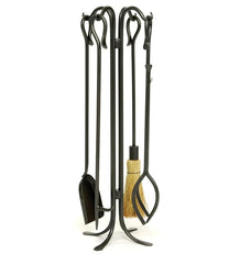 Plow & Hearth Fireplace Tool Sets | Fireplace & Hearth Wrought Iron Hearth Hooks 5-Piece Fireplace Tool Set In Powder-Coated Finish - Graphite
