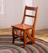 Plow & Hearth Footstools | Indoor Living Reproduction Parawood Ben Franklin Convertible Ladder Chair - Chestnut