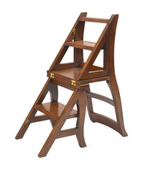 Plow & Hearth Footstools | Indoor Living Reproduction Parawood Ben Franklin Convertible Ladder Chair - Chestnut