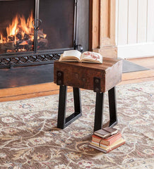 Plow & Hearth Footstools | Indoor Living Richland Indoor/Outdoor Reclaimed Wood Stool/Side Table