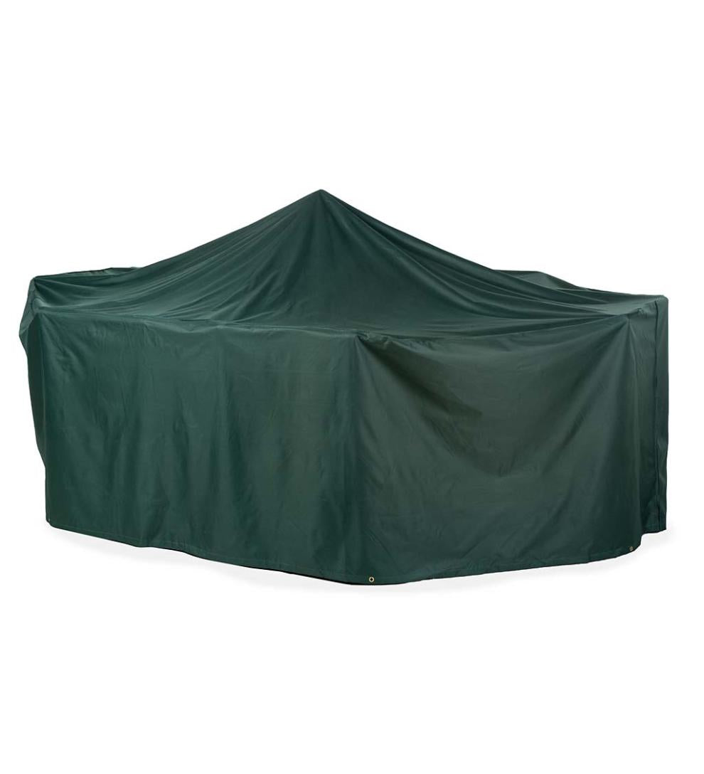 Plow & Hearth Furniture Covers | Outdoor Living Classic Outdoor Furniture Cover For Extra-Large Rectangle Table And Chairs - Green