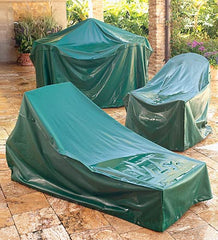 Plow & Hearth Furniture Covers | Outdoor Living Classic Outdoor Furniture Cover For Extra-Large Rectangle Table And Chairs - Green