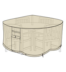 Plow & Hearth Furniture Covers | Outdoor Living Deluxe Large Round Table And Chairs Cover - Tan