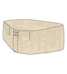 Plow & Hearth Furniture Covers | Outdoor Living Extra-Large Deluxe Furniture Cover For Rectangle/Oval Dining Table And Chairs - Tan