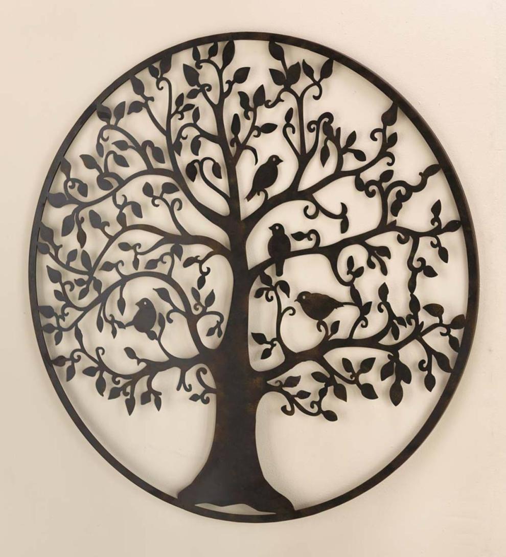 Plow & Hearth Garden Accents | Indoor Living Bird Tree Wall Art In Metal