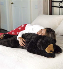 Plow & Hearth Garden Accents | Indoor Living Black Bear Plush Cuddle Animal Body Pillow - Black
