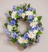 Plow & Hearth Garden Accents | Indoor Living Blue Hydrangea And White Roses Faux Floral Wreath