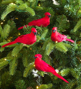 Plow & Hearth Garden Accents | Indoor Living Clip-On Cardinal Christmas Tree Ornaments, Set Of 4