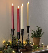 Plow & Hearth Garden Accents | Indoor Living Flameless Led Taper Candles, Set Of 2 - Red