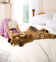 Plow & Hearth Garden Accents | Indoor Living Fuzzy Spotted Fawn Plush Cuddle Animal Body Pillow