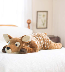 Plow & Hearth Garden Accents | Indoor Living Fuzzy Spotted Fawn Plush Cuddle Animal Body Pillow