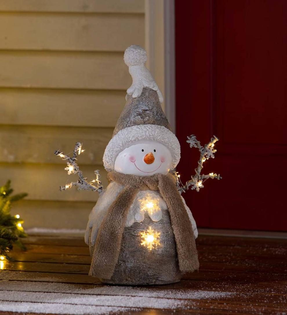 Plow & Hearth Garden Accents | Indoor Living Indoor/Outdoor Holiday Lighted Woodland Snowman Statue