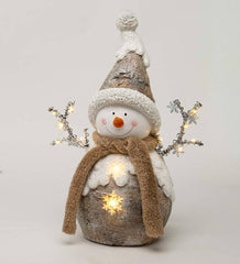 Plow & Hearth Garden Accents | Indoor Living Indoor/Outdoor Holiday Lighted Woodland Snowman Statue