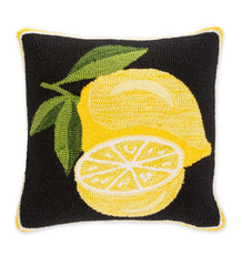 Plow & Hearth Garden Accents | Indoor Living Indoor/Outdoor Hooked Polypropylene Lemon Throw Pillow