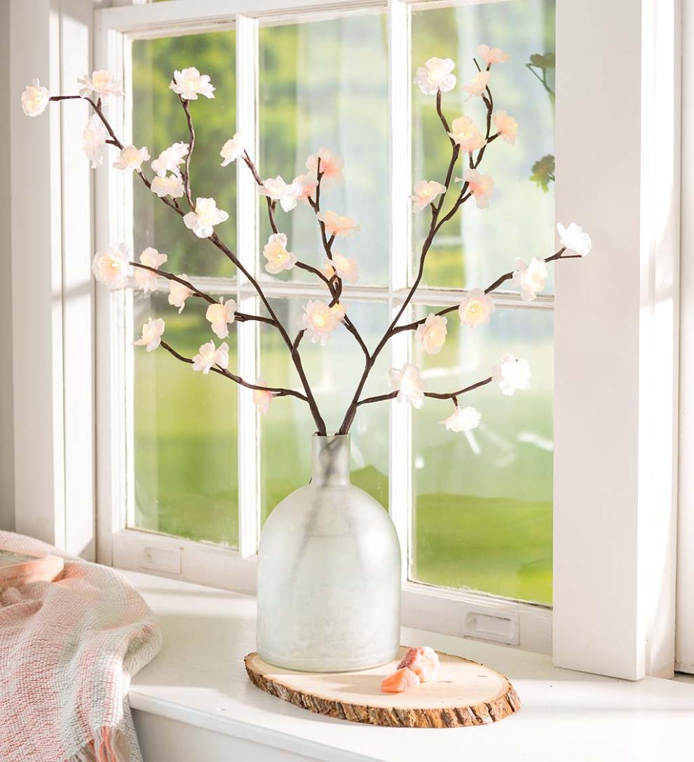 Plow & Hearth Garden Accents | Indoor Living Indoor/Outdoor Lighted Cherry Tree Branches, Set Of 2