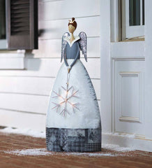 Plow & Hearth Garden Accents | Indoor Living Indoor/Outdoor Metal Angel With Lighted Snowflake