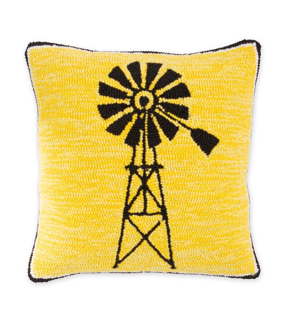 Plow & Hearth Garden Accents | Indoor Living Indoor/Outdoor Windmill Hooked Polypropylene Throw Pillow