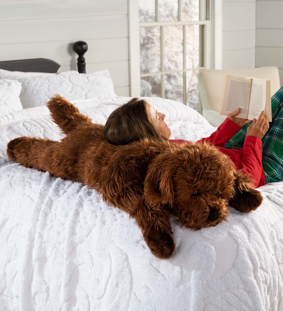 Plow & Hearth Garden Accents | Indoor Living Labradoodle Plush Cuddle Animal Body Pillow