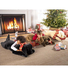 Plow & Hearth Garden Accents | Indoor Living Labrador Retriever Plush Cuddle Animal Body Pillow - Black Lab