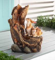 Plow & Hearth Garden Accents | Indoor Living Lighted Electric Woodland Bunnies Fountain