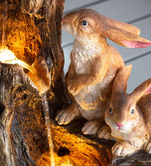Plow & Hearth Garden Accents | Indoor Living Lighted Electric Woodland Bunnies Fountain