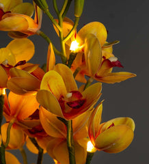 Plow & Hearth Garden Accents | Indoor Living Lighted Faux Yellow Cymbidium Orchid Arrangement With Timer