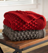 Plow & Hearth Garden Accents | Indoor Living Lightweight Knitted Cozy Acrylic Throw - Gray