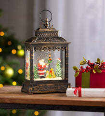 Plow & Hearth Garden Accents | Indoor Living Musical Lighted Santa Snow Globe Lantern