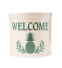 Plow & Hearth Garden Accents | Indoor Living Pineapple Welcome Stoneware Crock - Black