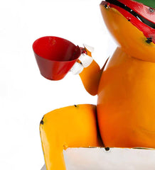 Plow & Hearth Garden Accents | Indoor Living Recycled Metal Coffee Frog Garden Art