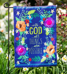Plow & Hearth Garden Accents | Yard & Garden All Things Are Possible Burlap Garden Flag
