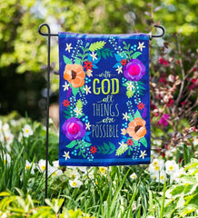 Plow & Hearth Garden Accents | Yard & Garden All Things Are Possible Burlap Garden Flag