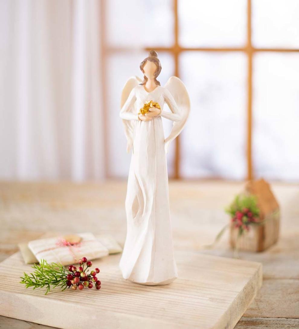 Plow & Hearth Garden Accents | Yard & Garden Angel With Hands Full Of Golden Stars Indoor/Outdoor Statue