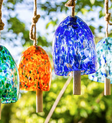 Plow & Hearth Garden Accents | Yard & Garden Art Glass Garden Bell Chime - Blue